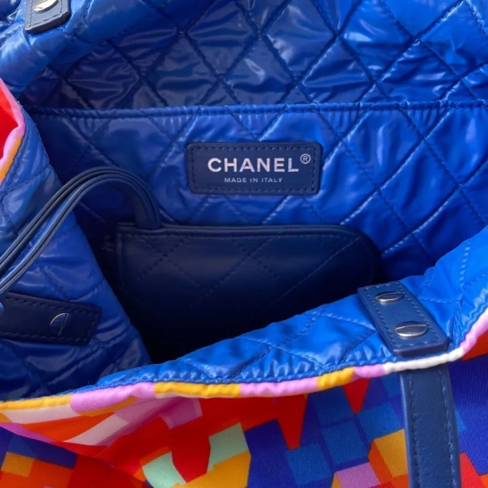 Chanel Geometric Multicolor Nylon Tote